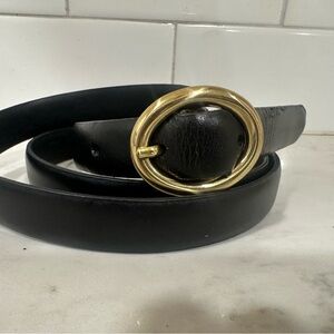 Liz Claiborne Black Belt with solid brass mini Buckle - everyday chic